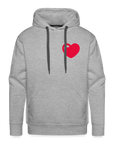 Herz Männer Premium Hoodie - Grau meliert