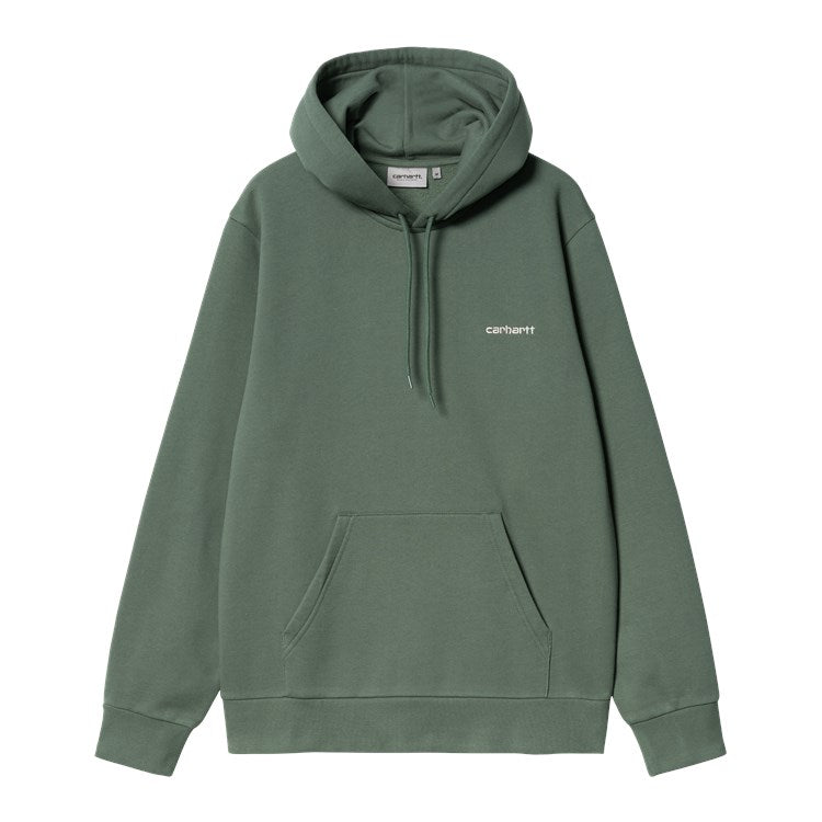Carhartt WIP Hooded Script Embroidery Sweat (park/white) - Blue Mountain Store