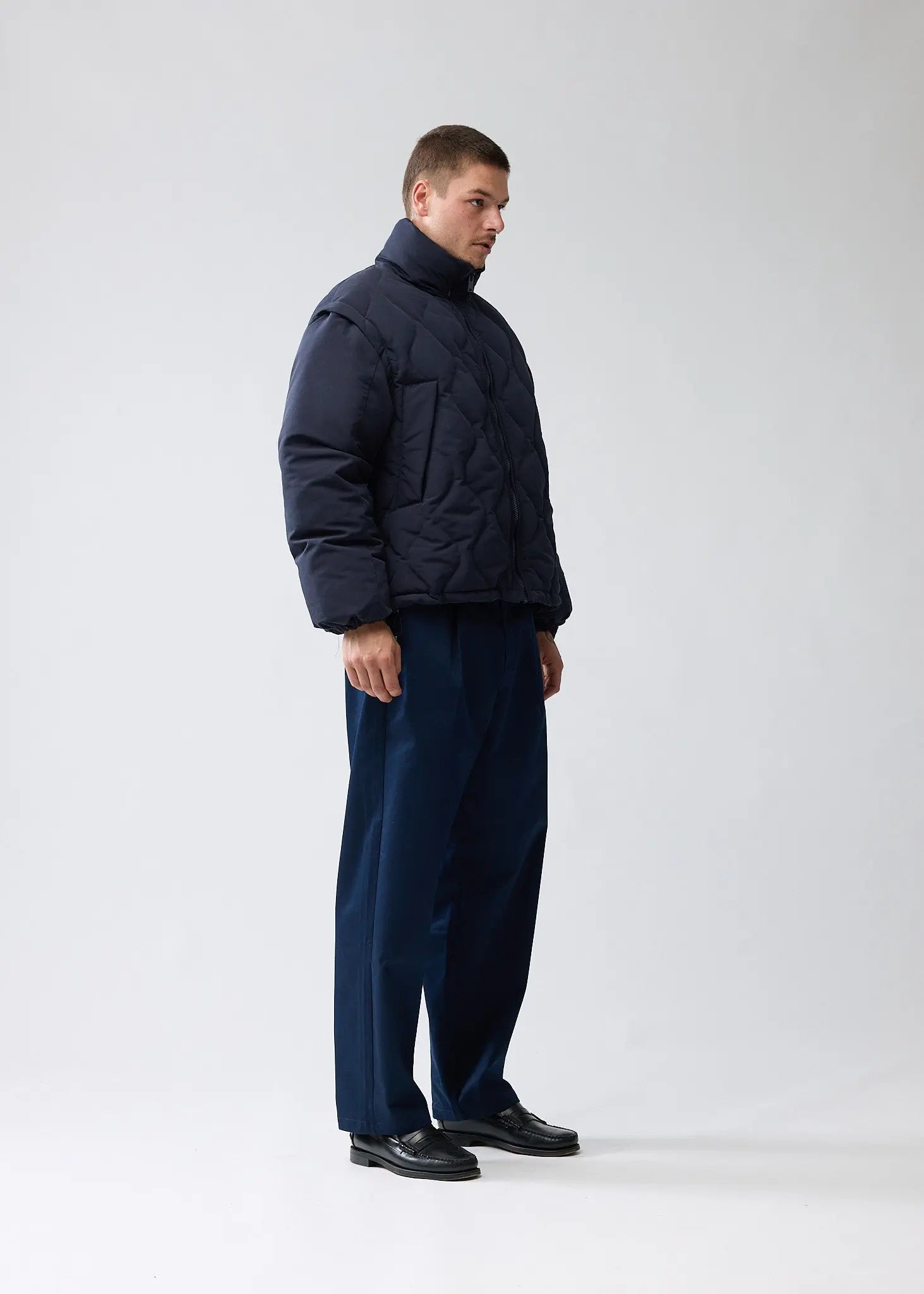 New Amsterdam Detachable Sleeves Quilted Jacket (navy) - Blue Mountain Store