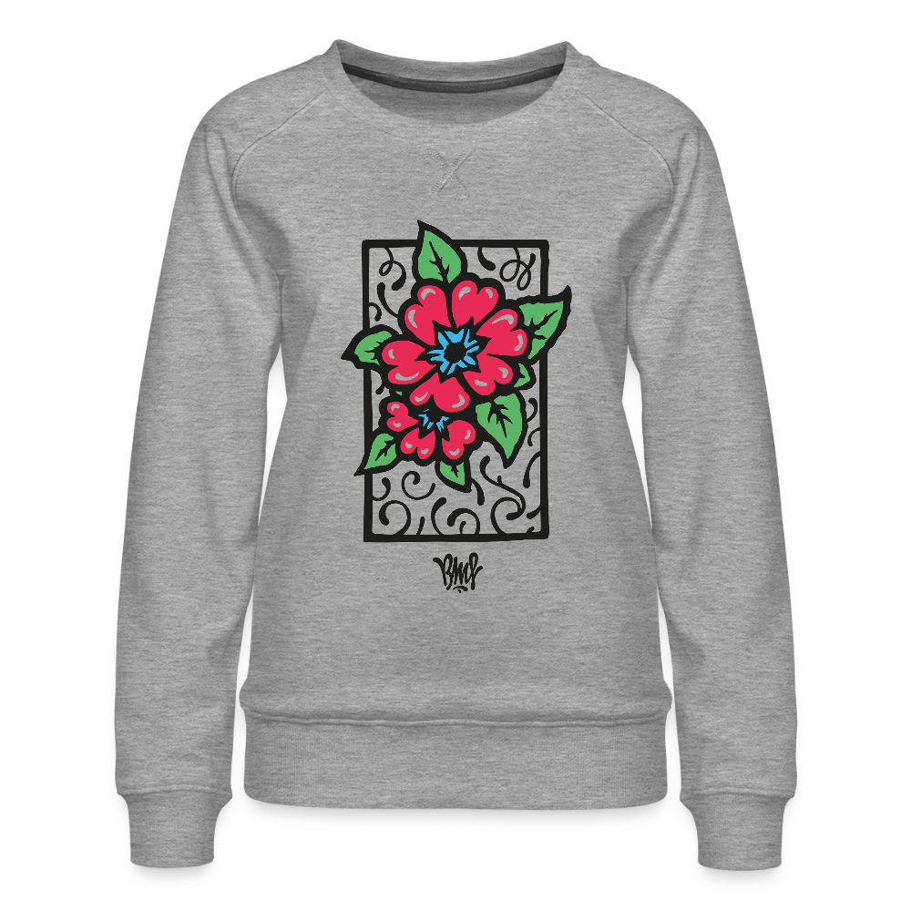 Blume Frauen Premium Pullover - Grau meliert