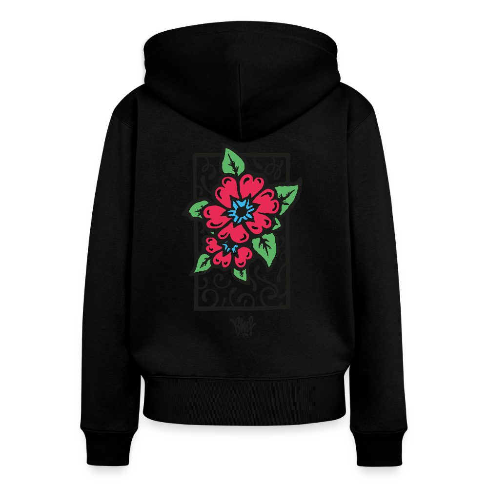Blume Frauen Premium Kapuzenjacke - Schwarz