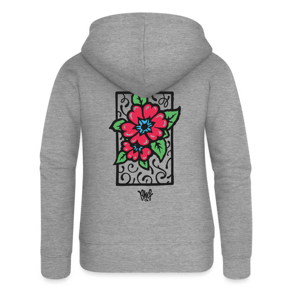 Blume Frauen Premium Kapuzenjacke - Grau meliert
