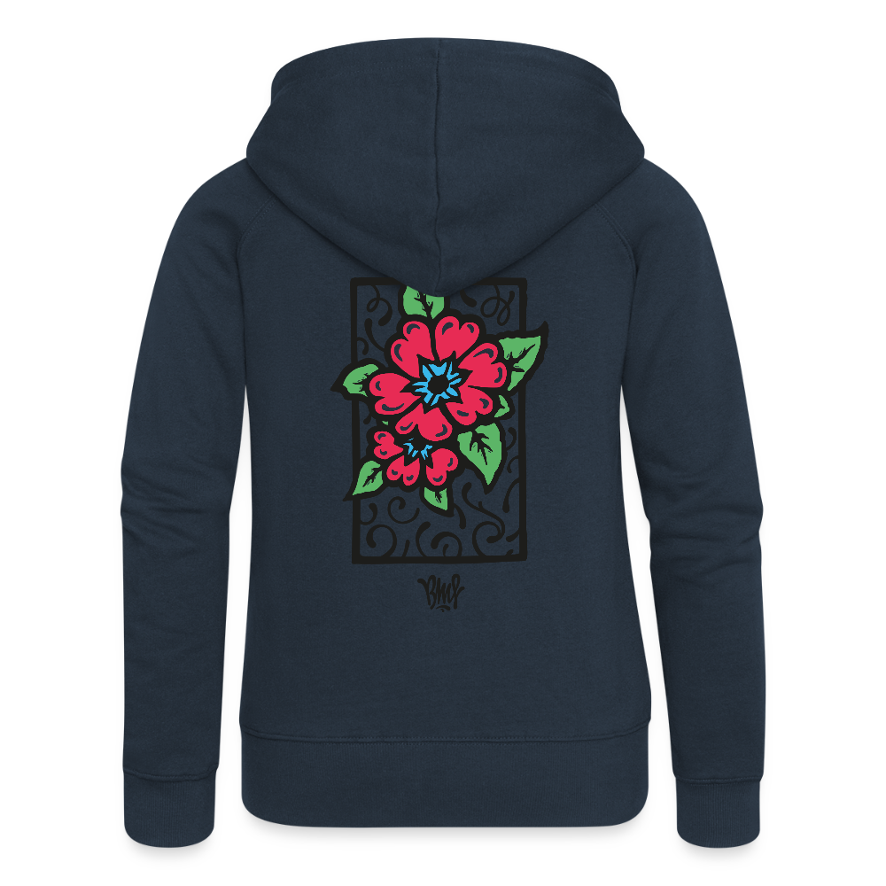 Blume Frauen Premium Kapuzenjacke - Navy