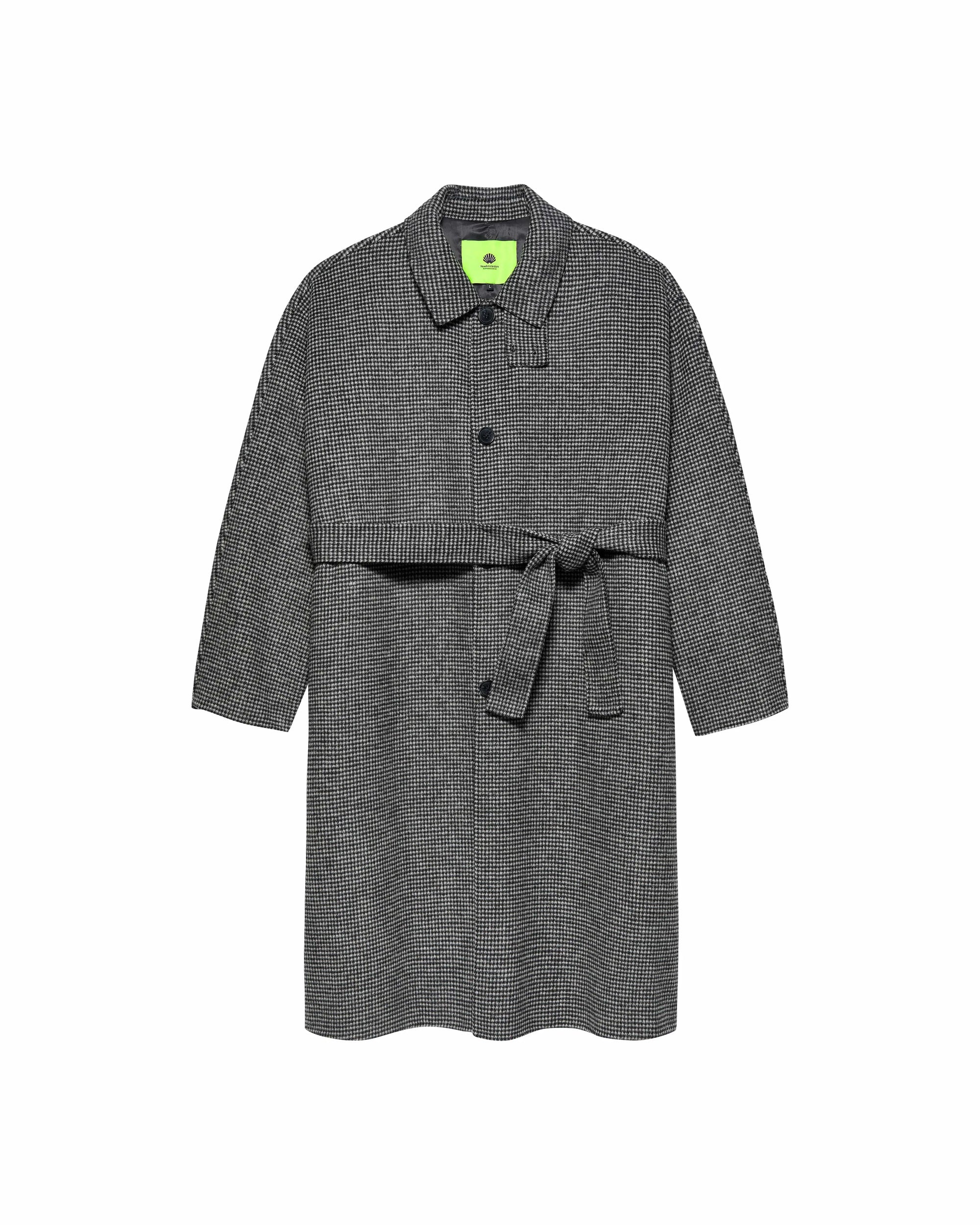 New Amsterdam Long Wool Jacket (grey check) - Blue Mountain Store