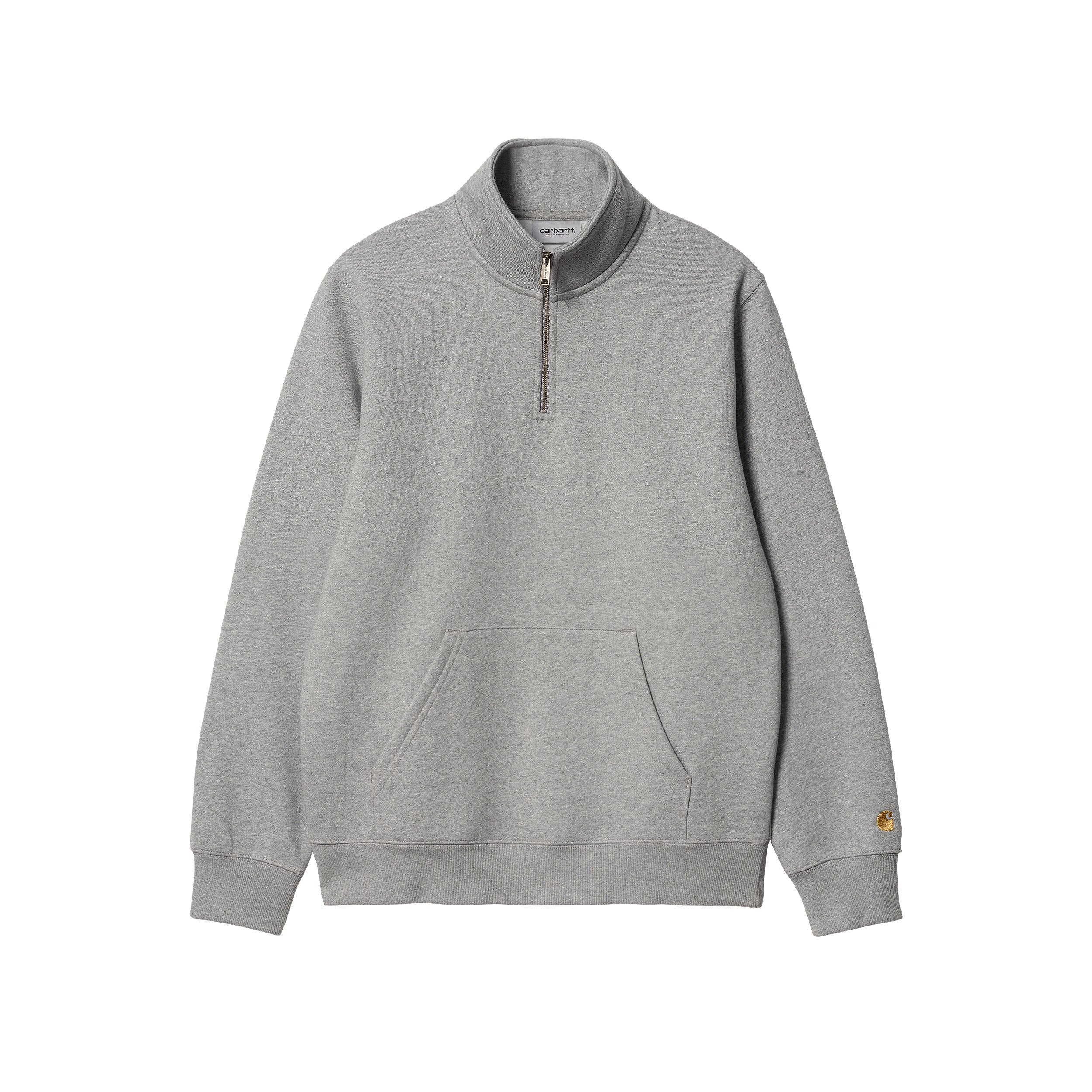 Carhartt WIP Chase Neck Zip Sweat (grey heather/gold) - Blue Mountain Store