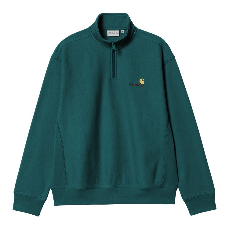Carhartt WIP Half Zip American Script Sweat (Malachite) - Blue Mountain Store