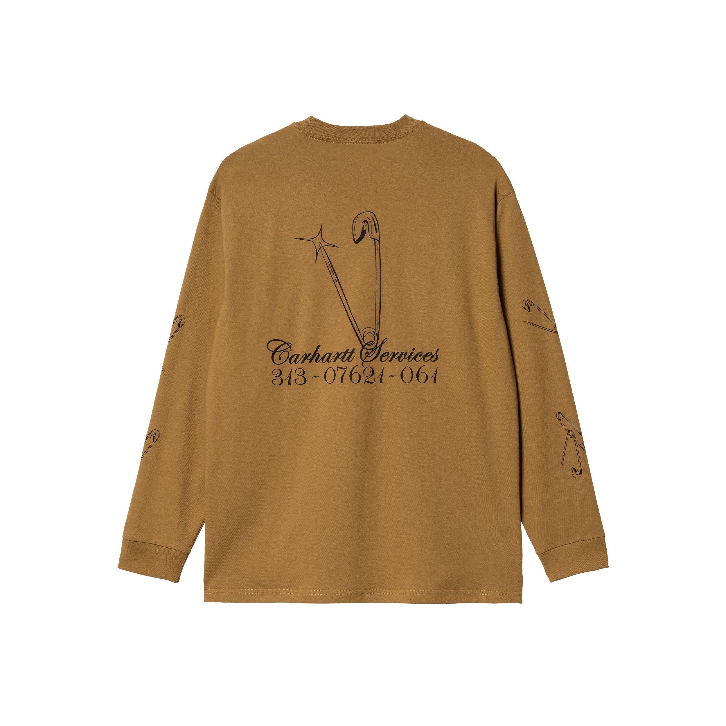 Carhartt WIP L/S Safety Pin T-Shirt (hamilton brown/black) - Blue Mountain Store