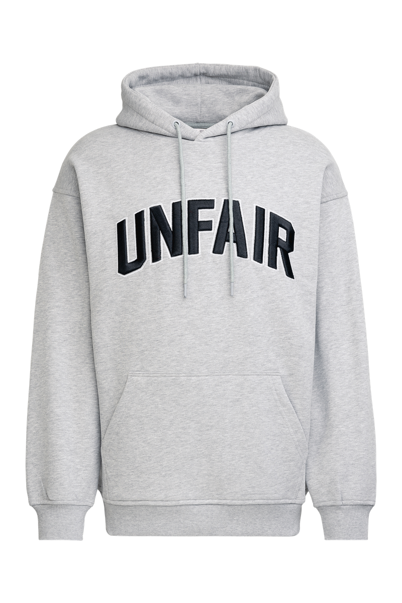 Unfair Athletics Curved 3D Embroidery Hoodie (Heather Grey) - Blue Mountain Store