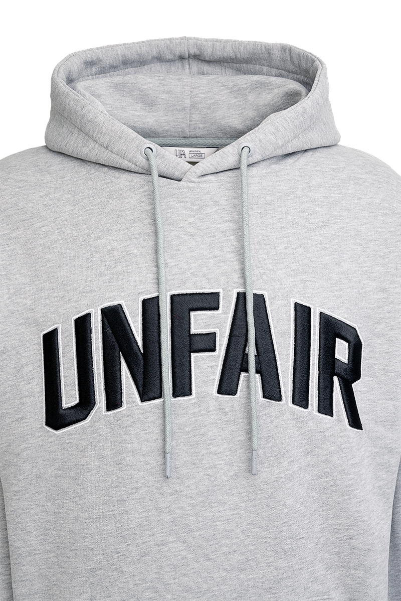 Unfair Athletics Curved 3D Embroidery Hoodie (Heather Grey) - Blue Mountain Store