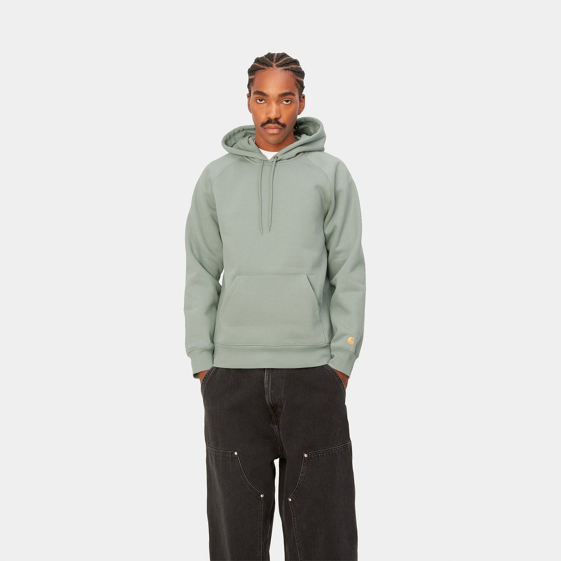 Carhartt WIP Hooded Chase Sweat (glassy teal/gold) - Blue Mountain Store