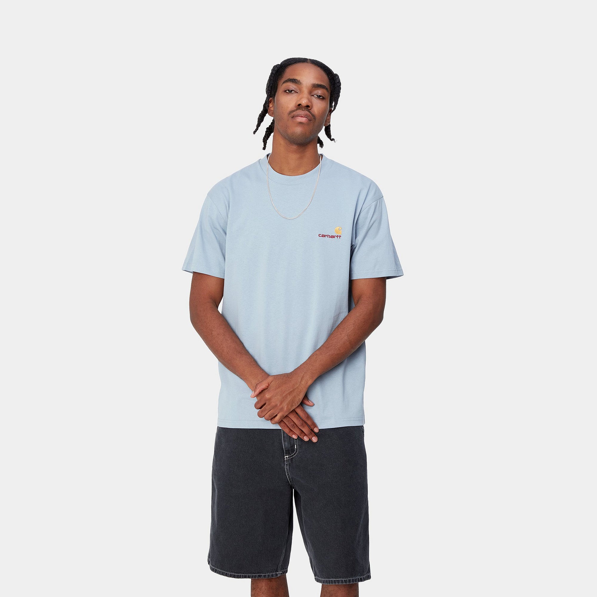 Carhartt WIP S/S American Script T-Shirt (frosted blue) - Blue Mountain Store