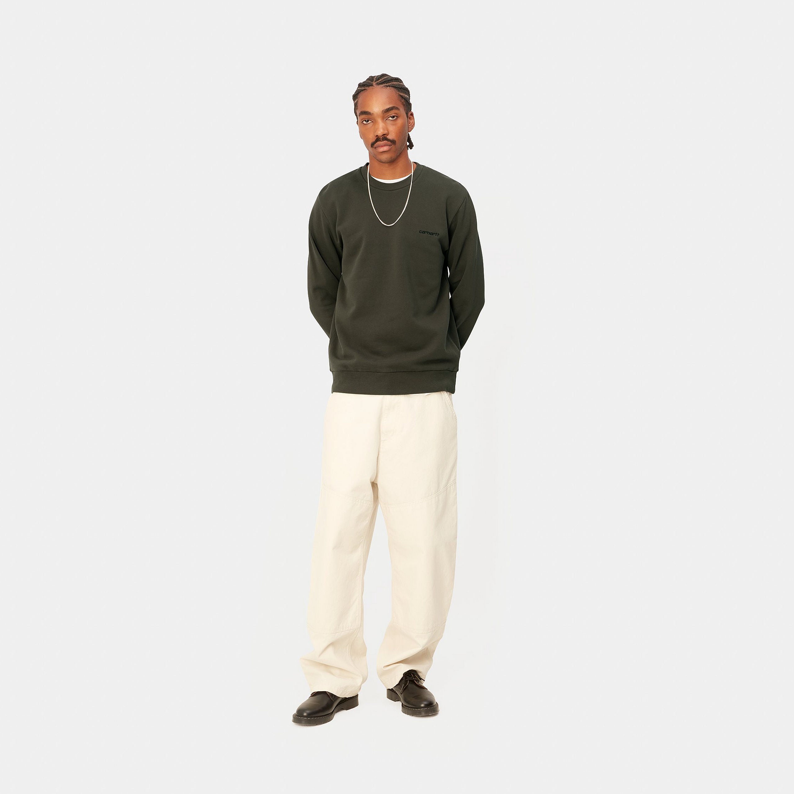 Carhartt WIP Script Embroidery Sweat (cypress/black) - Blue Mountain Store