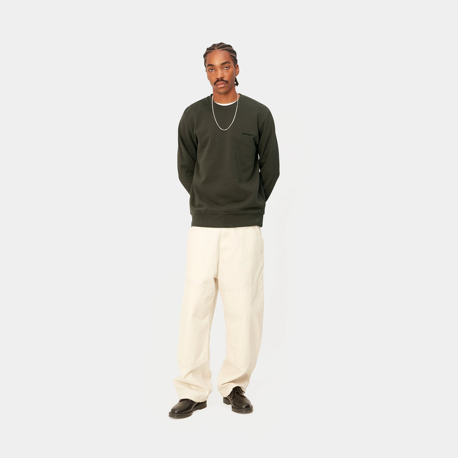 Carhartt WIP Script Embroidery Sweat (cypress/black) - Blue Mountain Store