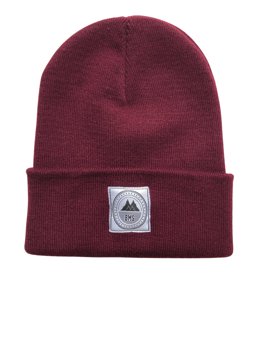 BMS Woven Patch Beanie (burgundy) - Blue Mountain Store