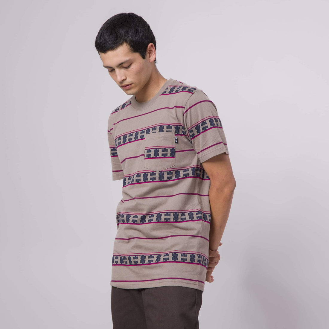 HUF Palisades Stripe T-Shirt (walnut) - Blue Mountain Store