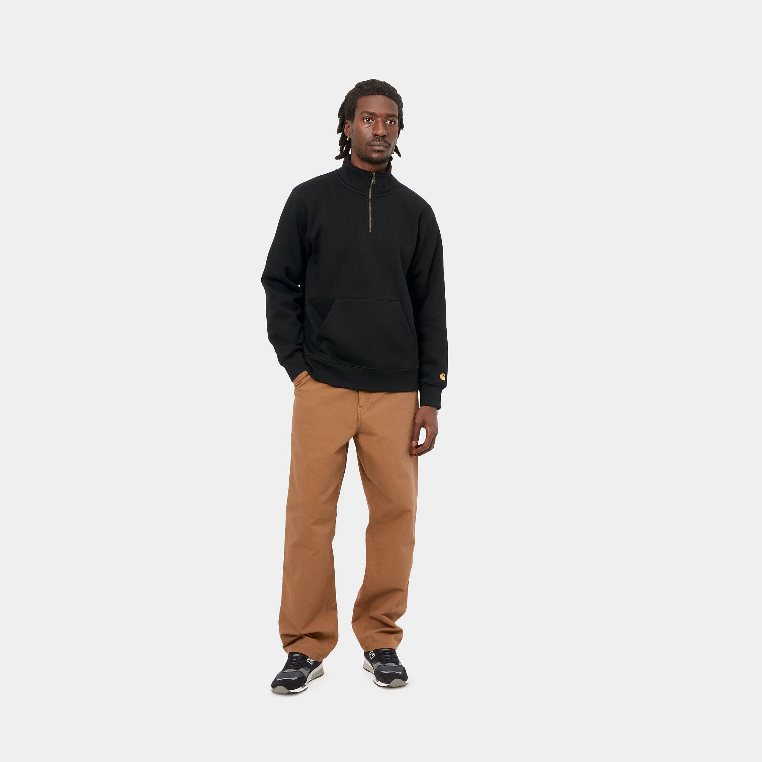 Carhartt WIP Chase Neck Zip Sweatshirt (black/gold) - Blue Mountain Store
