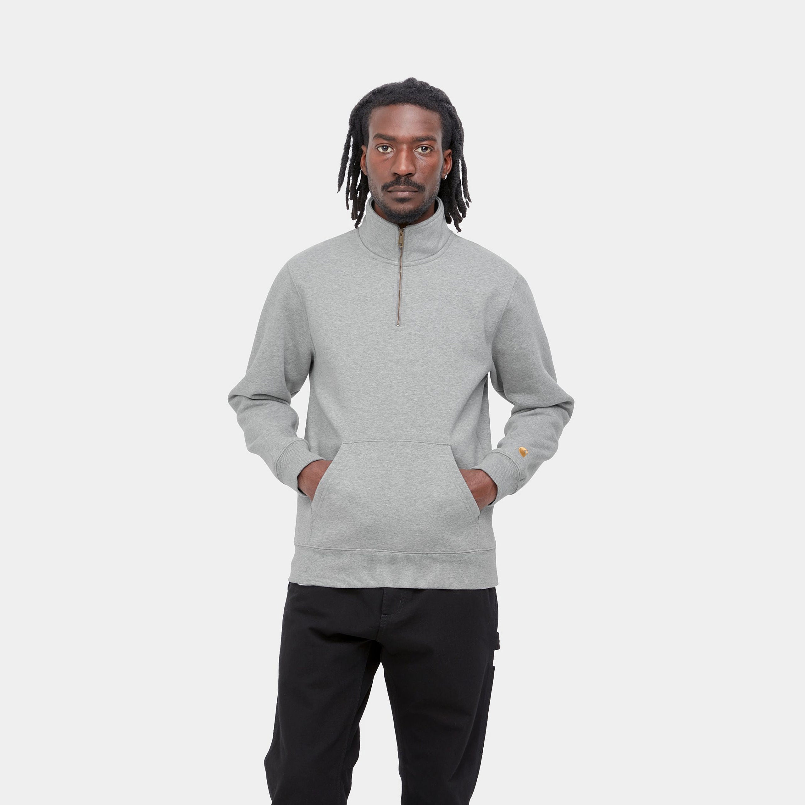 Carhartt Neck Zip Sweatshirt (grey heather/gold) - Blue Mountain Store