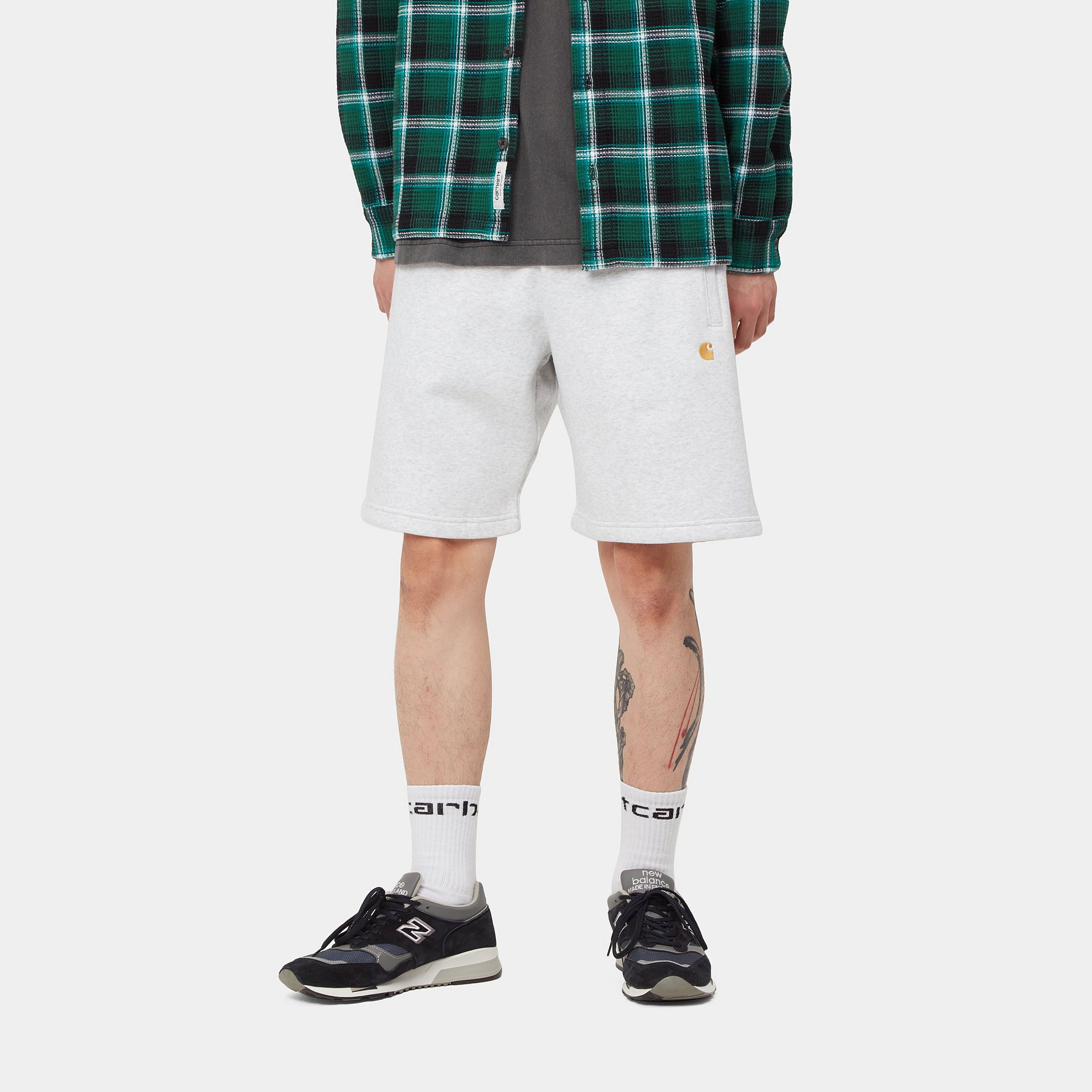 Carhartt WIP Chase Sweat Short (ash heather/gold) - Blue Mountain Store