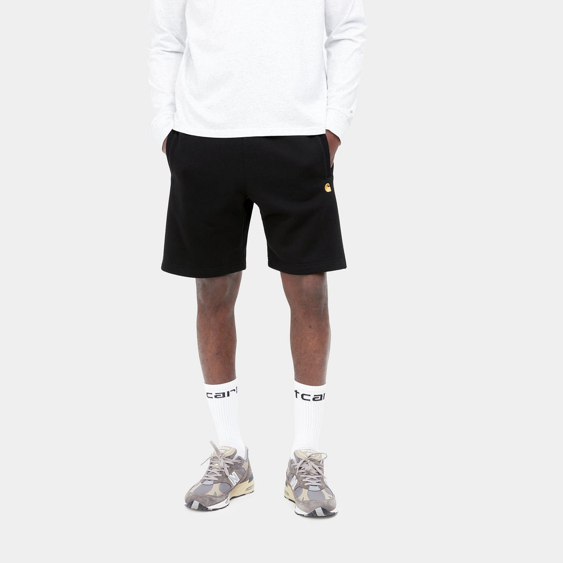 Carhartt WIP Chase Sweat Short (Black / Gold) - Blue Mountain Store