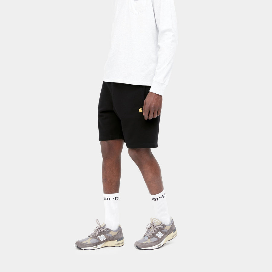 Carhartt WIP Chase Sweat Short (Black / Gold) - Blue Mountain Store