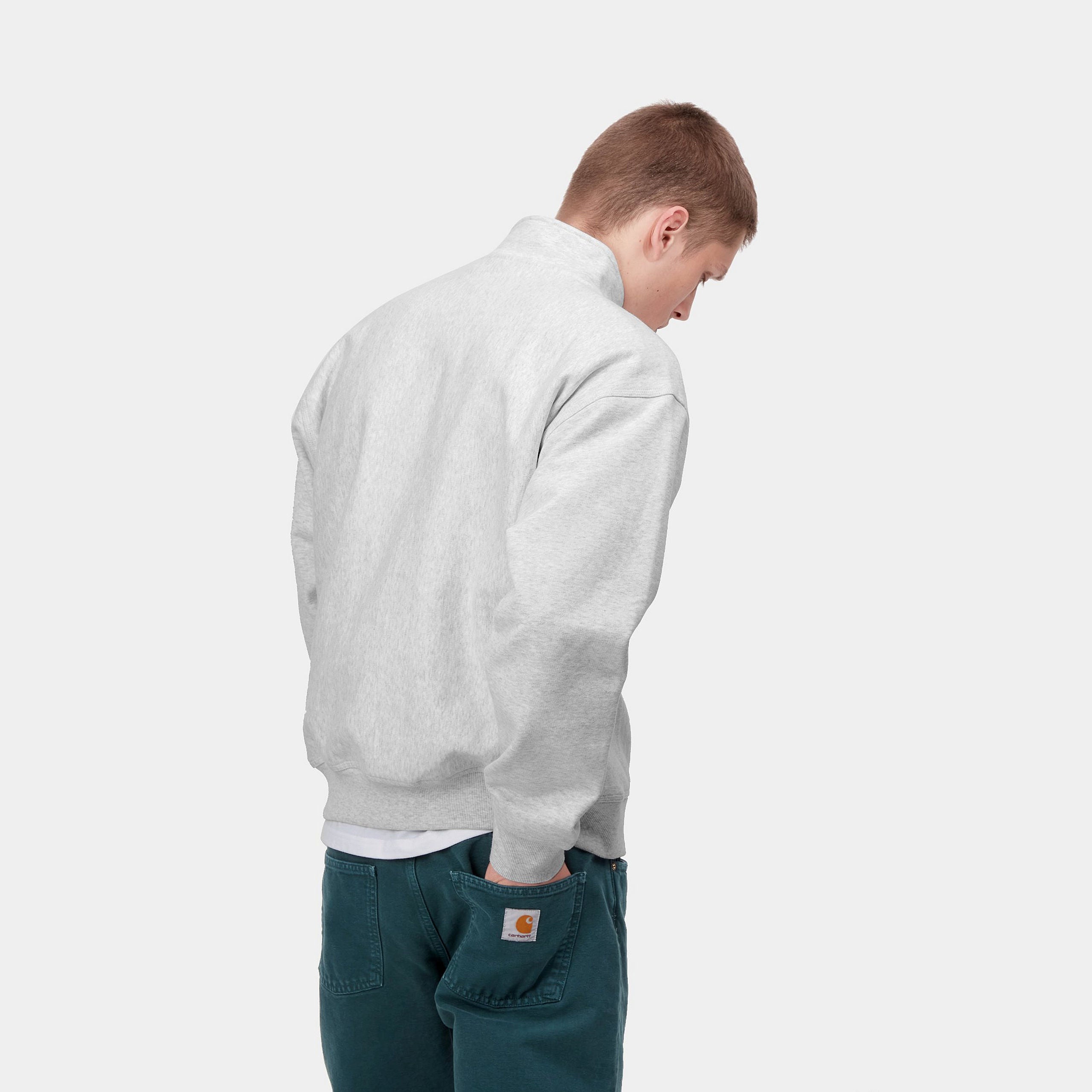 Carhartt WIP Half Zip American Script Sweat (ash heather) - Blue Mountain Store