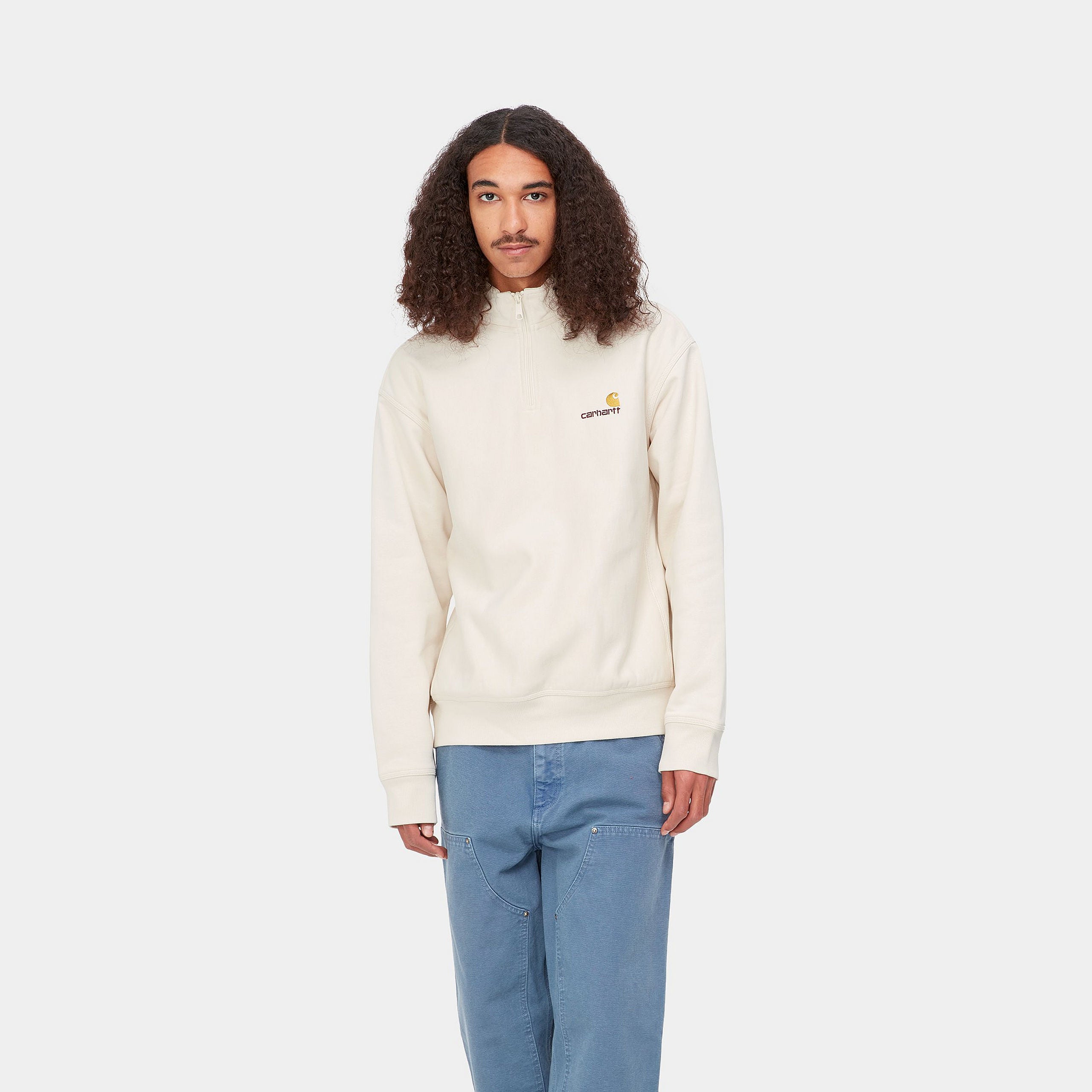 Carhartt WIP Half Zip American Script Sweat (natural) - Blue Mountain Store