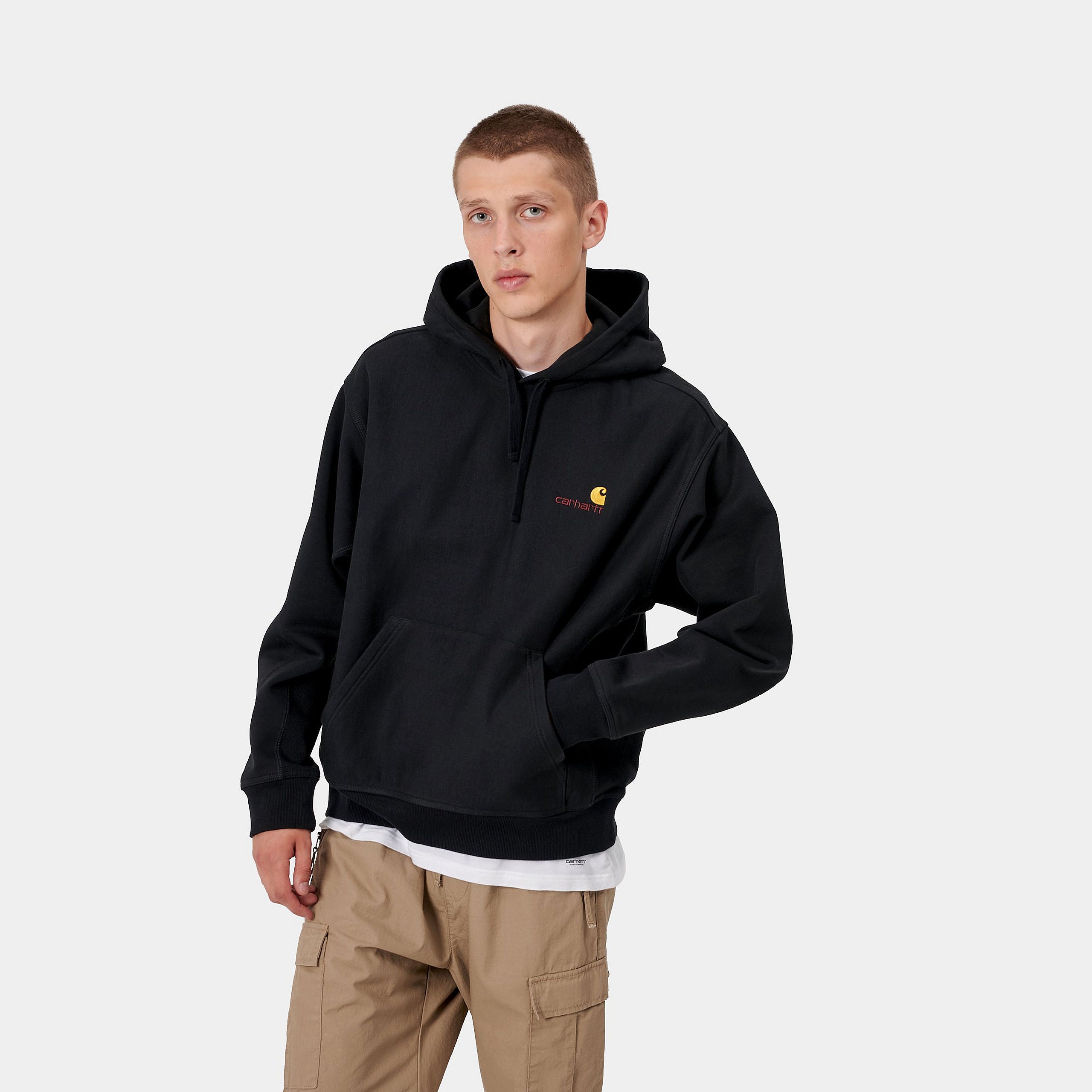 Carhartt WIP Hooded American Script Sweat (black) - Blue Mountain Store