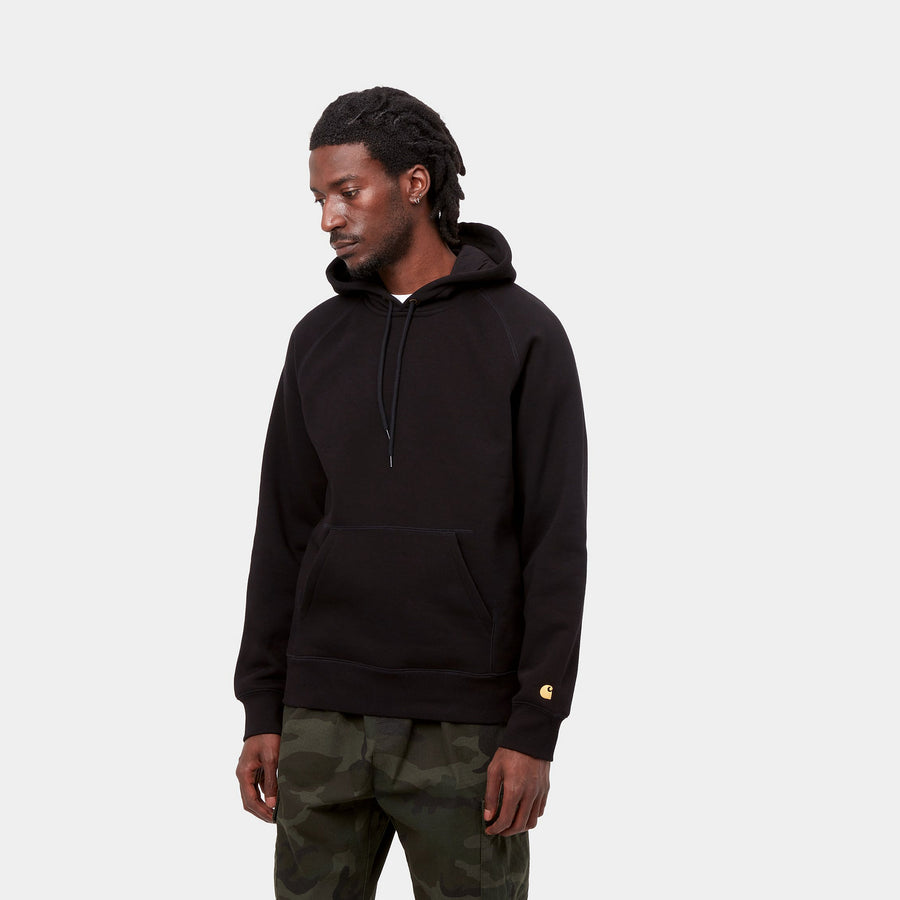 Carhartt WIP Hooded Chase Sweat (black/gold) - Blue Mountain Store