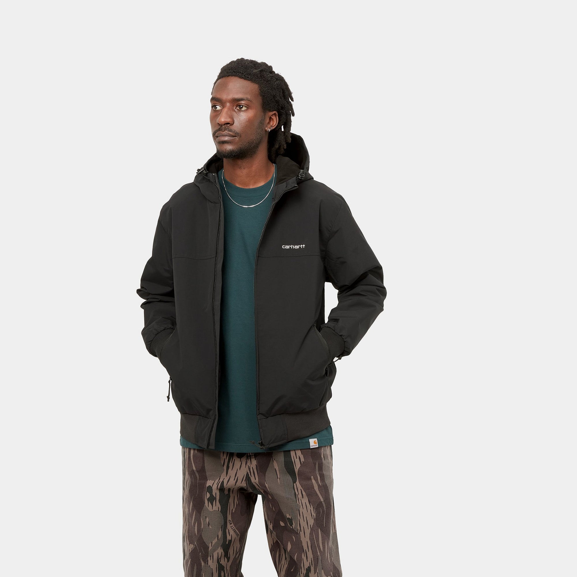 Carhartt Hooded Sail Jacket (black/white) - Blue Mountain Store