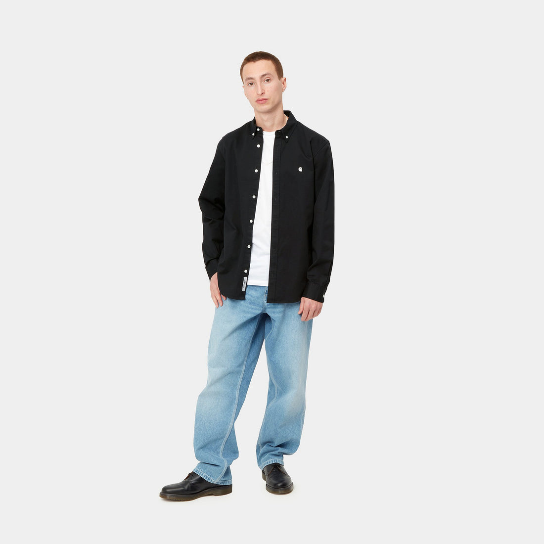 Carhartt WIP L/S Madison Shirt (black/white) - Blue Mountain Store