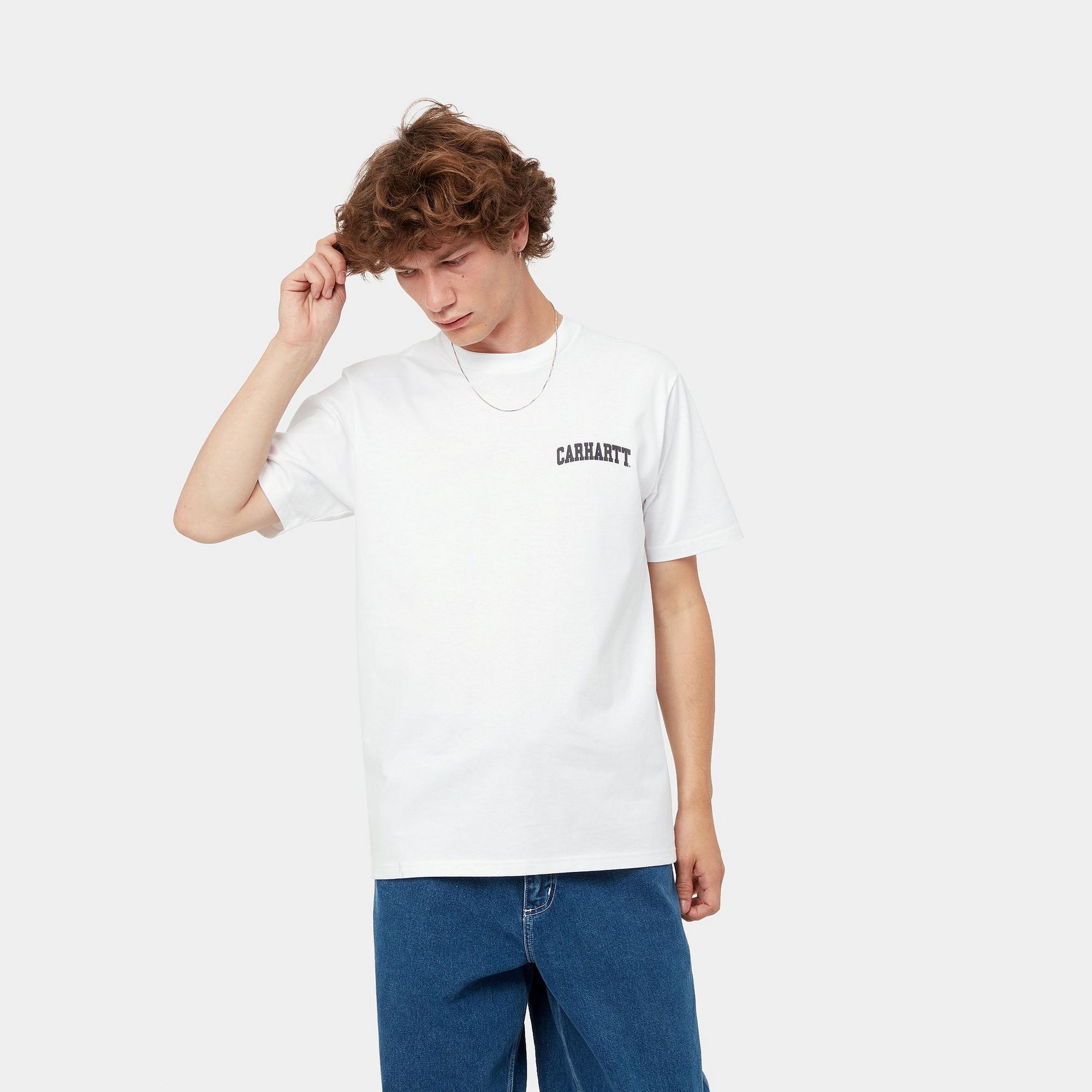 Carhartt WIP S/S University Script T-Shirt (white/black) - Blue Mountain Store